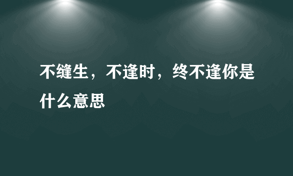 不缝生，不逢时，终不逢你是什么意思