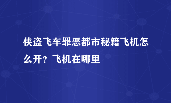 侠盗飞车罪恶都市秘籍飞机怎么开？飞机在哪里