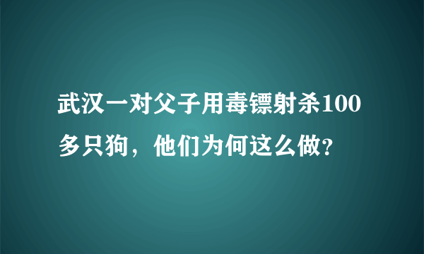 武汉一对父子用毒镖射杀100多只狗，他们为何这么做？