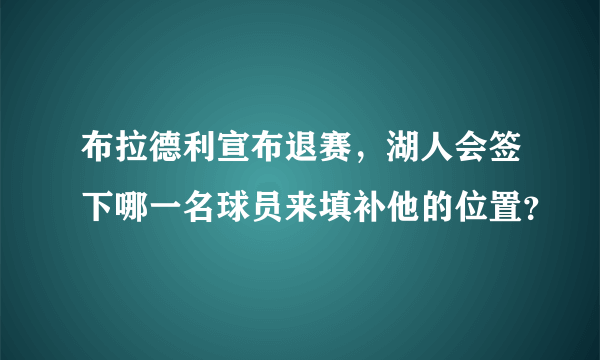 布拉德利宣布退赛，湖人会签下哪一名球员来填补他的位置？