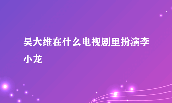 吴大维在什么电视剧里扮演李小龙