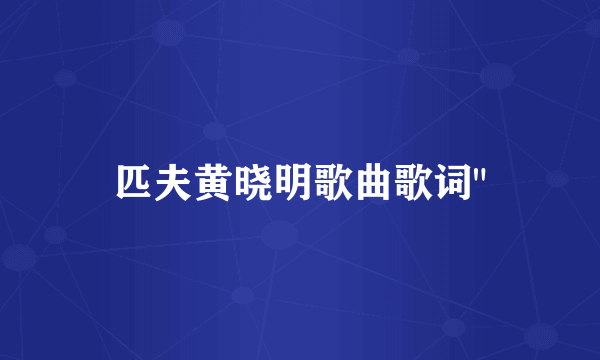 匹夫黄晓明歌曲歌词