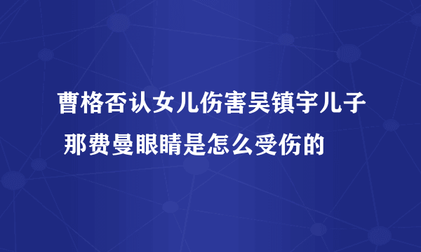 曹格否认女儿伤害吴镇宇儿子 那费曼眼睛是怎么受伤的