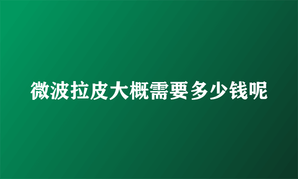 微波拉皮大概需要多少钱呢