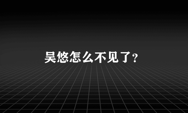 吴悠怎么不见了？