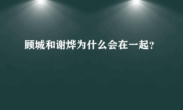 顾城和谢烨为什么会在一起？