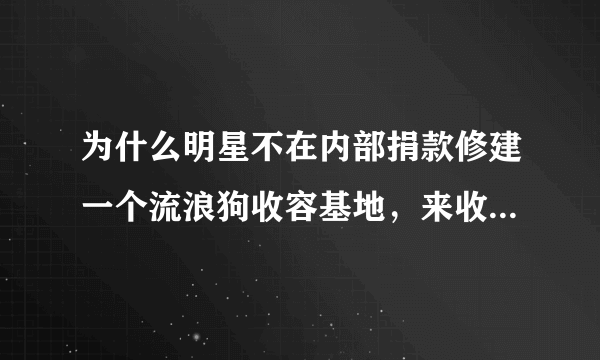 为什么明星不在内部捐款修建一个流浪狗收容基地，来收容全国各地的流浪狗？