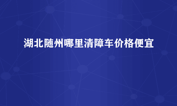 湖北随州哪里清障车价格便宜