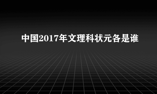 中国2017年文理科状元各是谁
