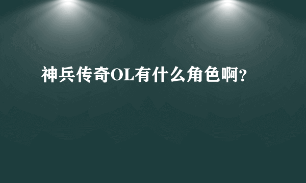 神兵传奇OL有什么角色啊？