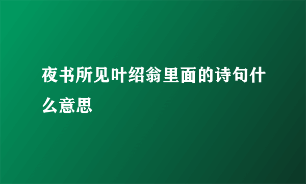 夜书所见叶绍翁里面的诗句什么意思