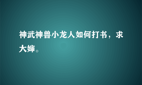 神武神兽小龙人如何打书，求大婶。