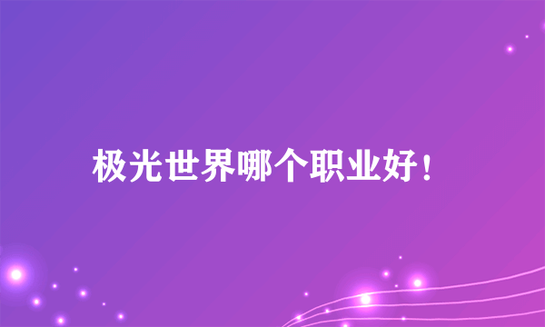 极光世界哪个职业好！