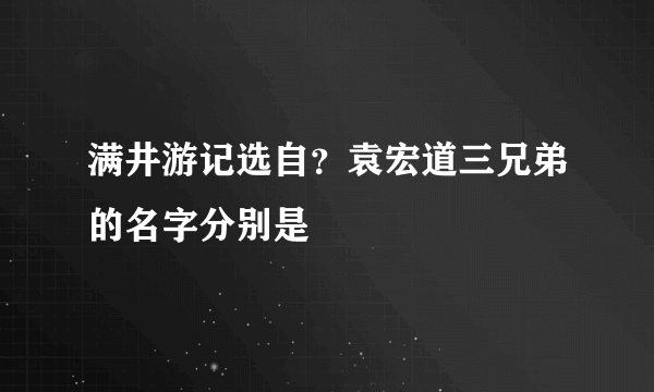 满井游记选自？袁宏道三兄弟的名字分别是
