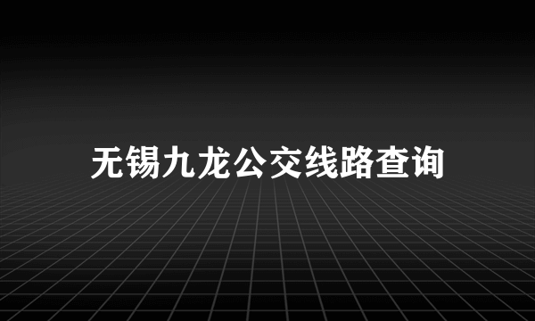 无锡九龙公交线路查询