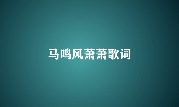 马鸣风萧萧歌词