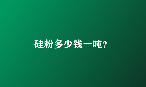 硅粉多少钱一吨？