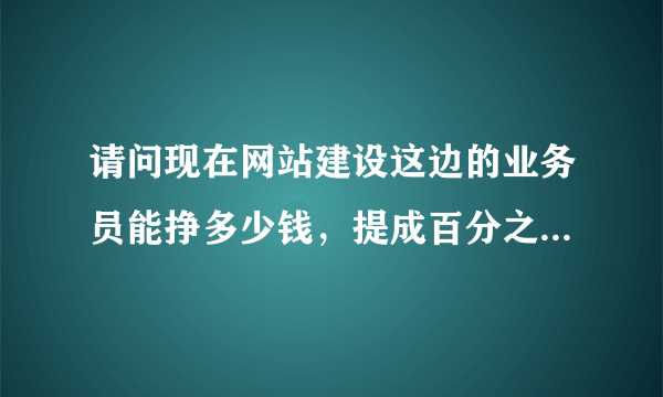 请问现在网站建设这边的业务员能挣多少钱，提成百分之多少底薪多少啊？