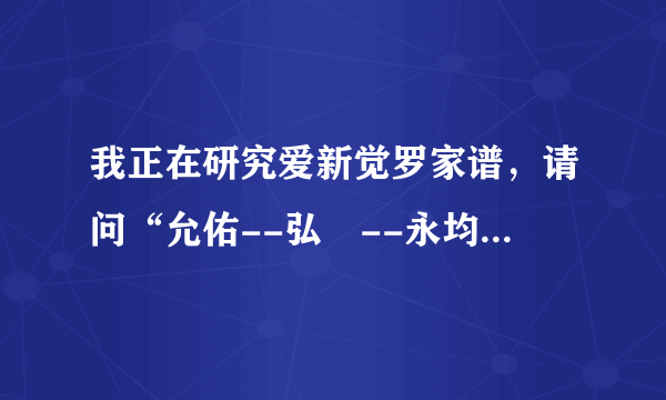 我正在研究爱新觉罗家谱，请问“允佑--弘暻--永均”这样的传承对吗？