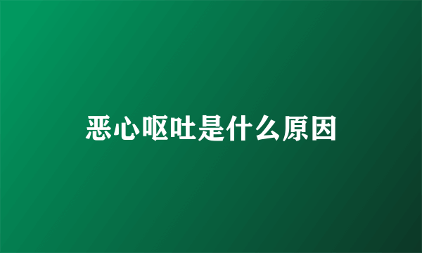 恶心呕吐是什么原因