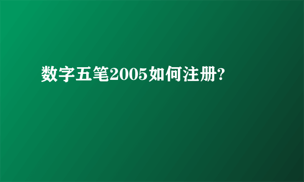 数字五笔2005如何注册?