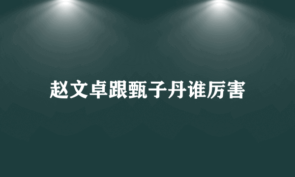 赵文卓跟甄子丹谁厉害