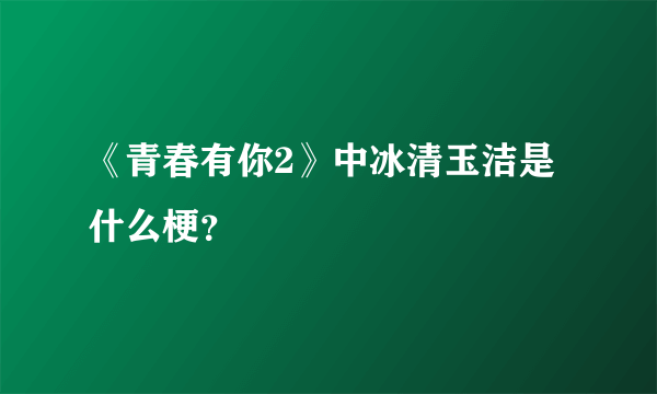 《青春有你2》中冰清玉洁是什么梗？