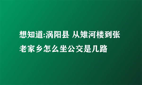 想知道:涡阳县 从雉河楼到张老家乡怎么坐公交是几路