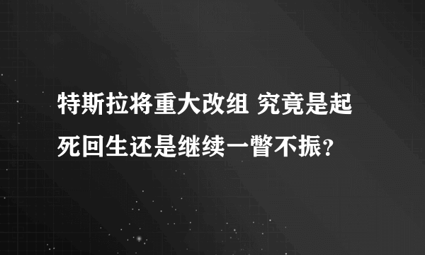 特斯拉将重大改组 究竟是起死回生还是继续一瞥不振？