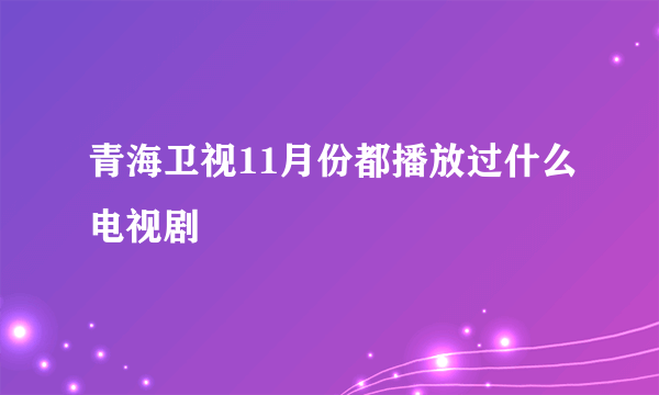 青海卫视11月份都播放过什么电视剧
