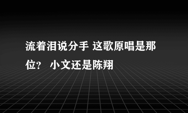 流着泪说分手 这歌原唱是那位？ 小文还是陈翔