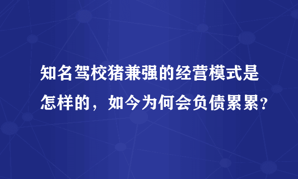 知名驾校猪兼强的经营模式是怎样的，如今为何会负债累累？