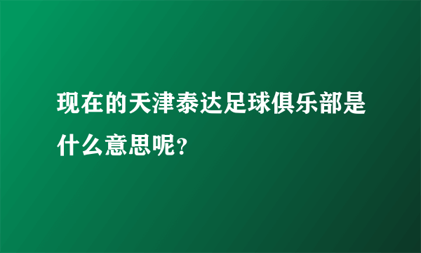 现在的天津泰达足球俱乐部是什么意思呢？