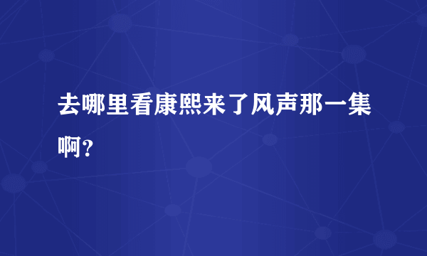 去哪里看康熙来了风声那一集啊？
