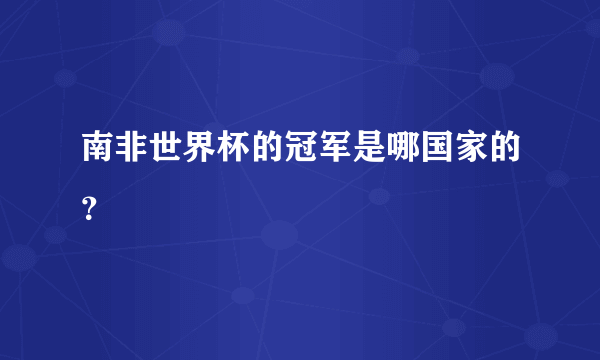 南非世界杯的冠军是哪国家的？