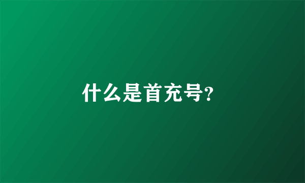 什么是首充号？