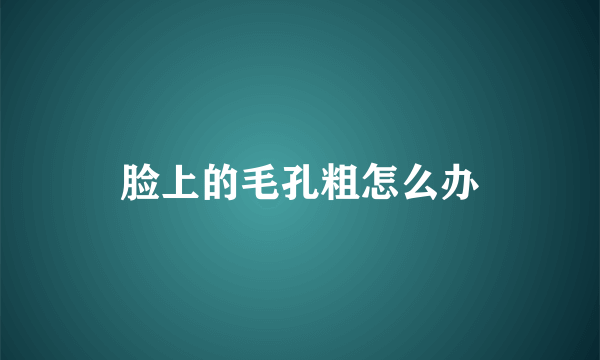 脸上的毛孔粗怎么办