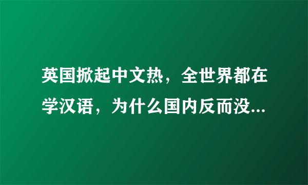 英国掀起中文热，全世界都在学汉语，为什么国内反而没那么重视语文学习？