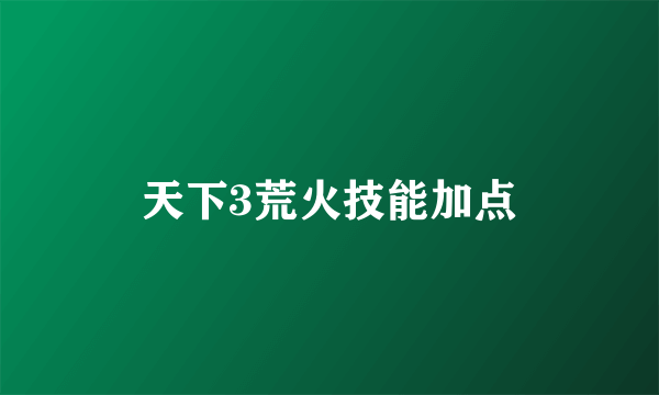 天下3荒火技能加点