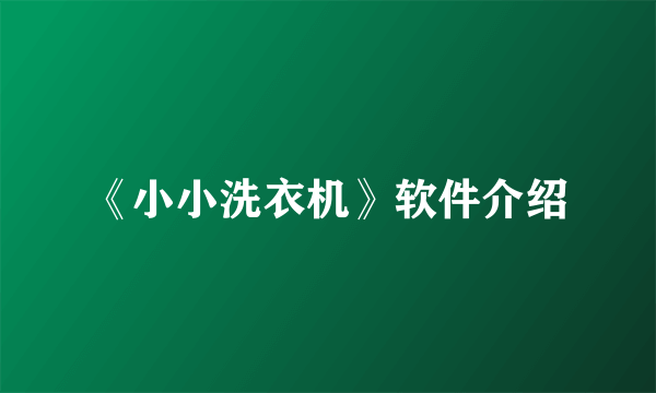 《小小洗衣机》软件介绍