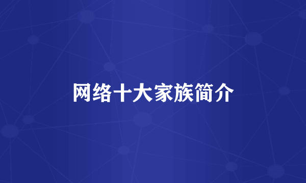 网络十大家族简介