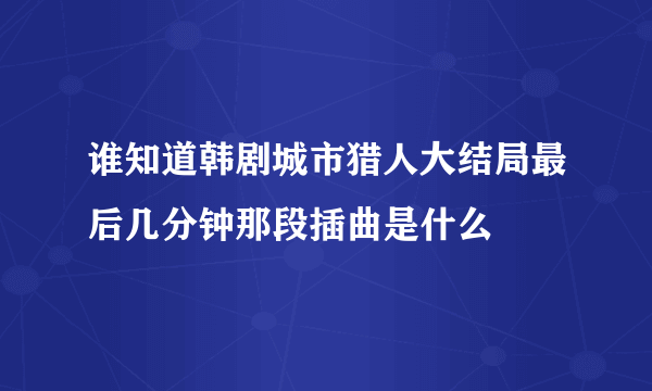 谁知道韩剧城市猎人大结局最后几分钟那段插曲是什么