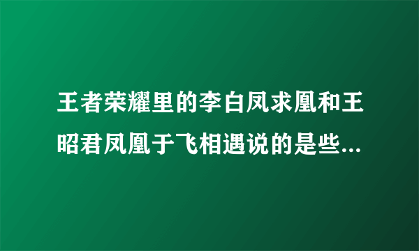 王者荣耀里的李白凤求凰和王昭君凤凰于飞相遇说的是些什么话？