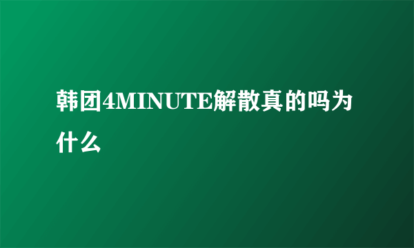 韩团4MINUTE解散真的吗为什么