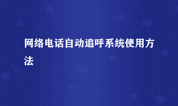 网络电话自动追呼系统使用方法