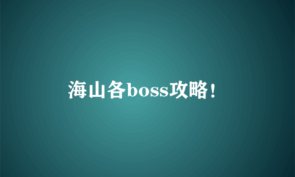 海山各boss攻略！