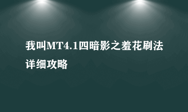 我叫MT4.1四暗影之羞花刷法详细攻略