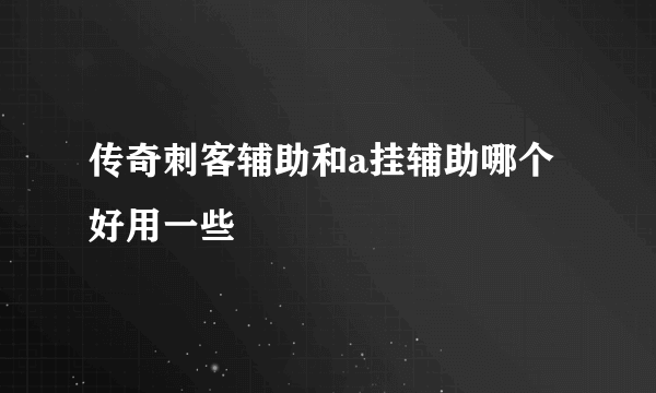 传奇刺客辅助和a挂辅助哪个好用一些