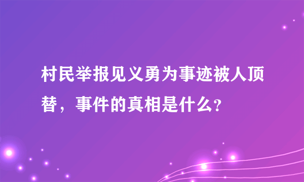 村民举报见义勇为事迹被人顶替，事件的真相是什么？