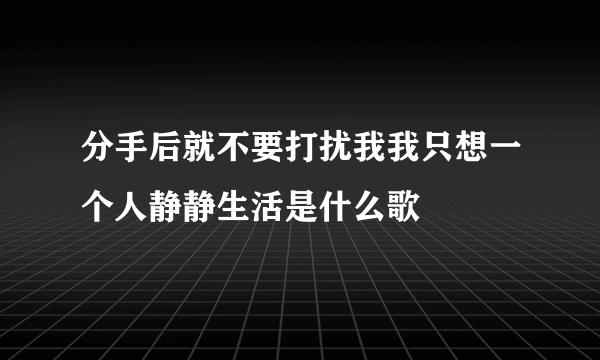 分手后就不要打扰我我只想一个人静静生活是什么歌